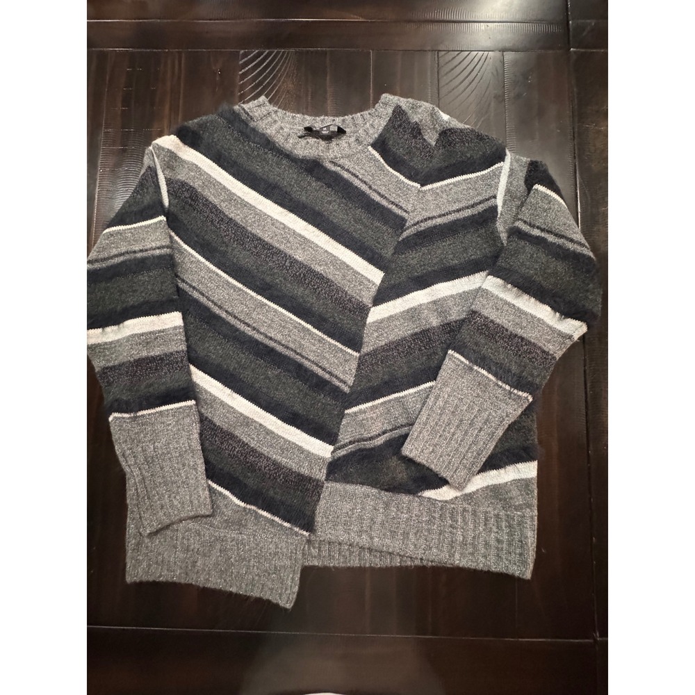 Simply Vera Vera Wang Womens Grey Striped Asymmetric Knit Sweater Size M